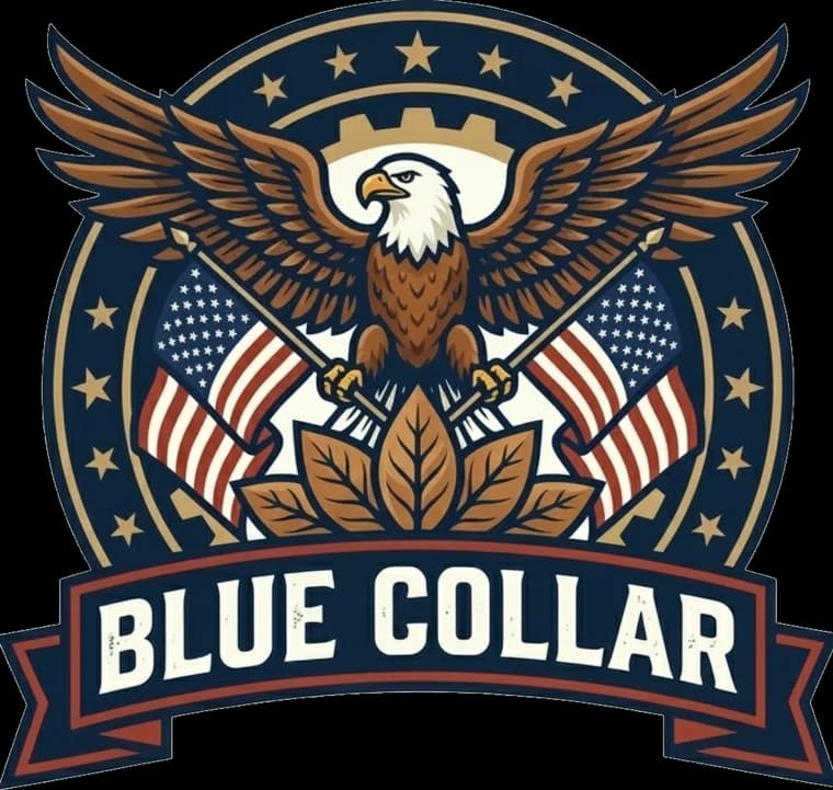 Blue Collar eagle emblem with American flags