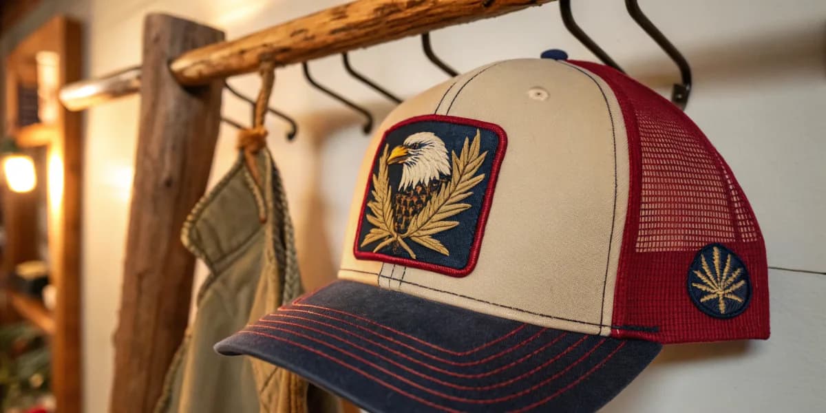 Blue Collar Tobacco trucker hat with eagle patch
